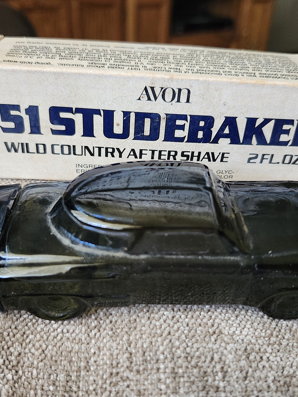 Avon 51 Studebaker Wild Country After Shave - Dark Green Glass Car Bottle